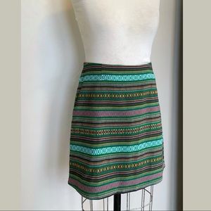 Trendy Embroidered Stripe Boho Skirt NWOT